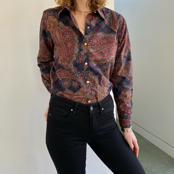 Vintage Chaps Paisley Button Down - Size PL (EUC) - Picture 6 of 8